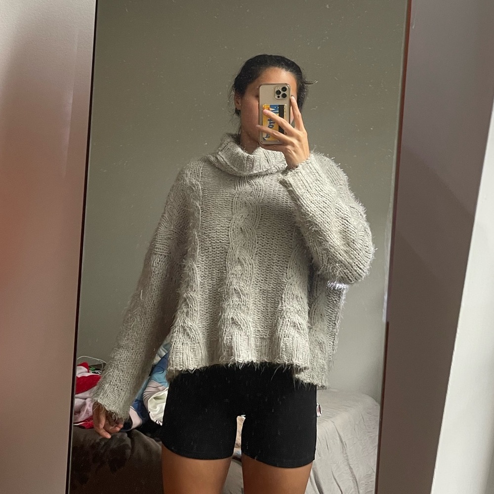 Dance & Marvel Turtleneck Gray Knit Sweater (M/L)